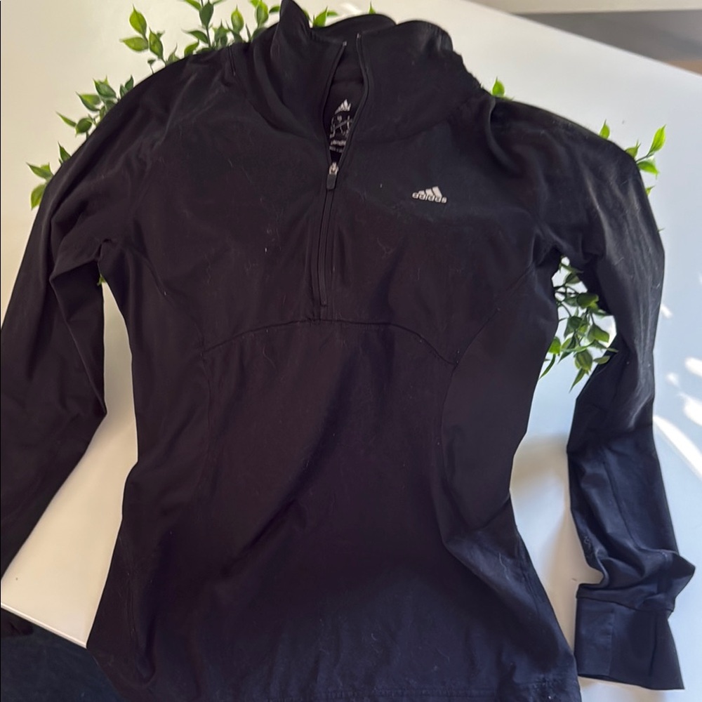 Adidas Black Half-Zip Long Sleeve Top